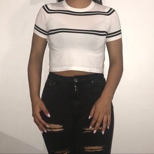White and black crop top